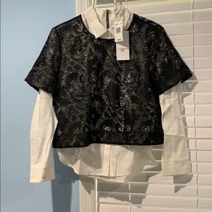 Elizabeth And James Black & White Carnie Blouse